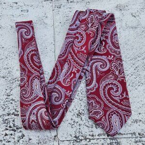 Tasso Elba Men Tie Paisley Jacquard Silk Red Necktie 100% Silk Tie